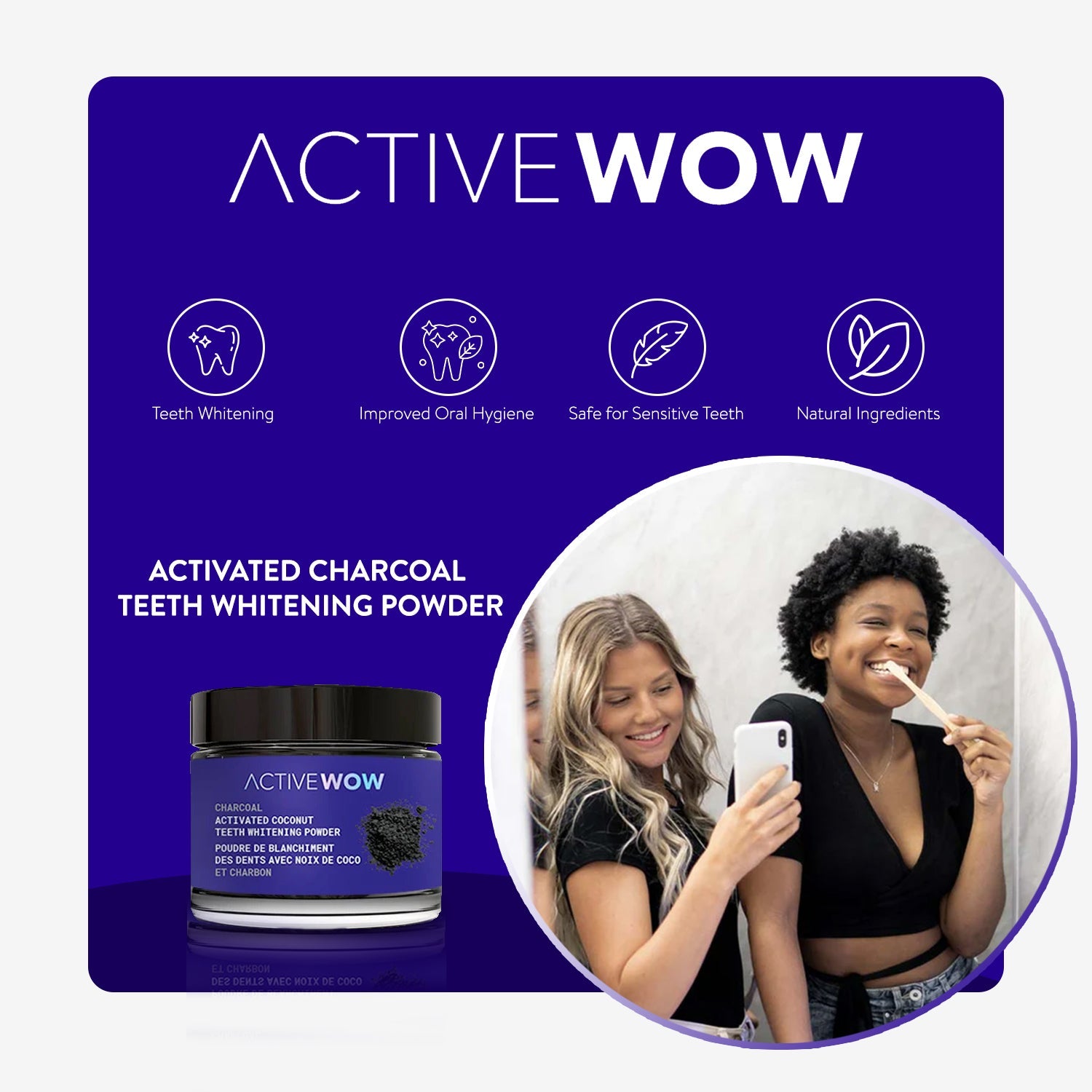 Active Wow polvere denti carbone Spearmint sbiancante
