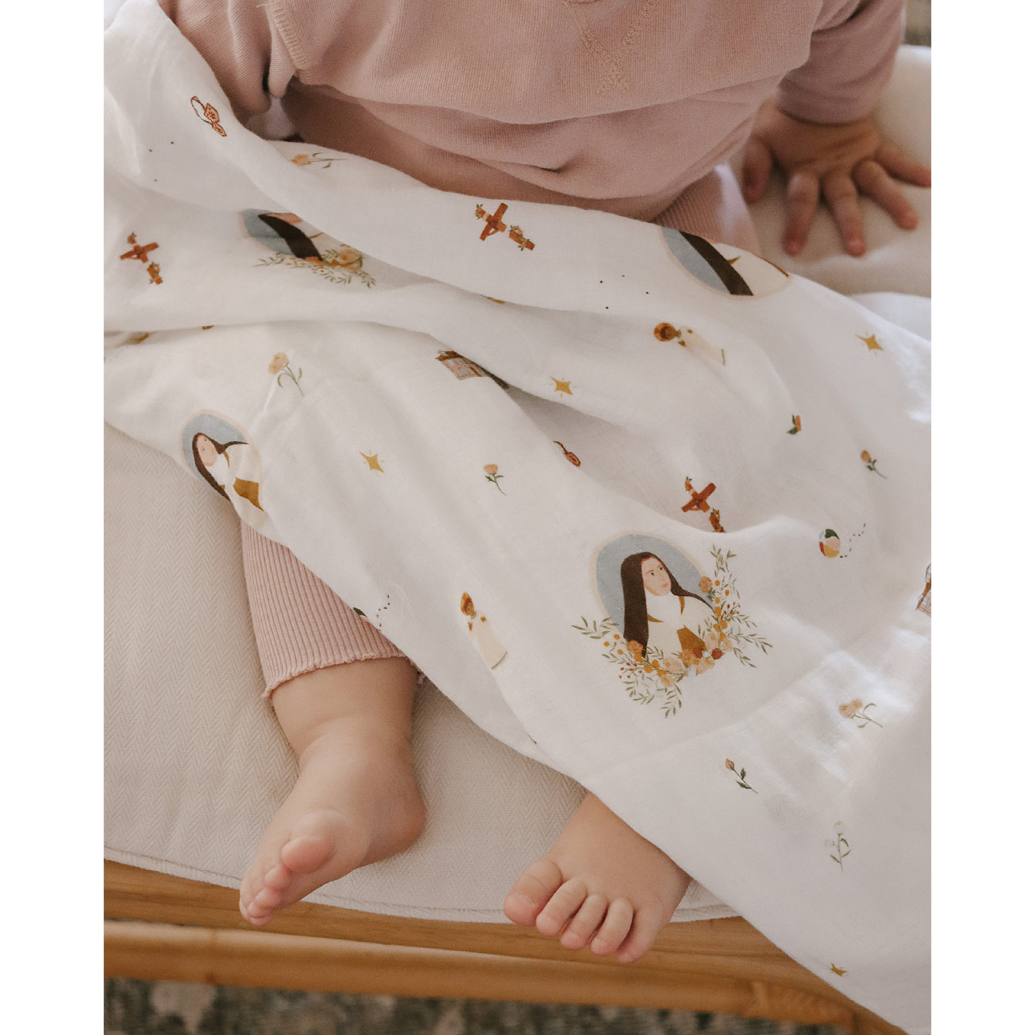 Be A Heart St Therese muslin coperta neonato 47x47