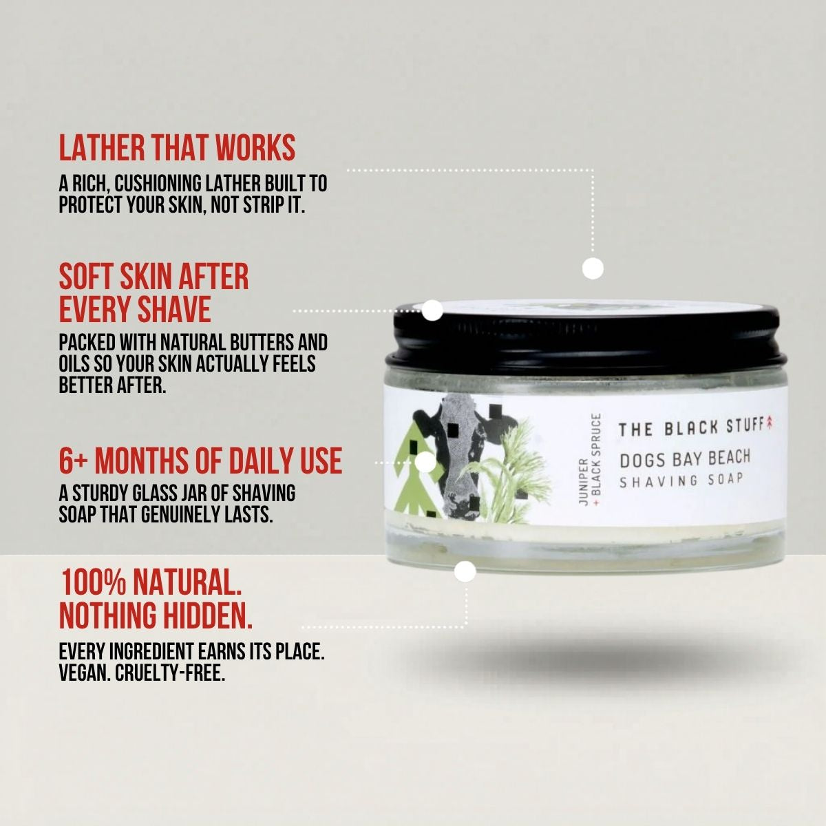 The Black Stuff Dog's Bay Beach sapone da barba 155 g in vetro