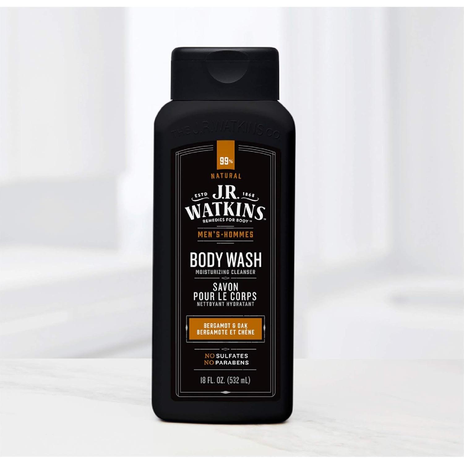 J.R. Watkins Men's Bergamot & Oak bagnoschiuma uomo 532 ml idratante