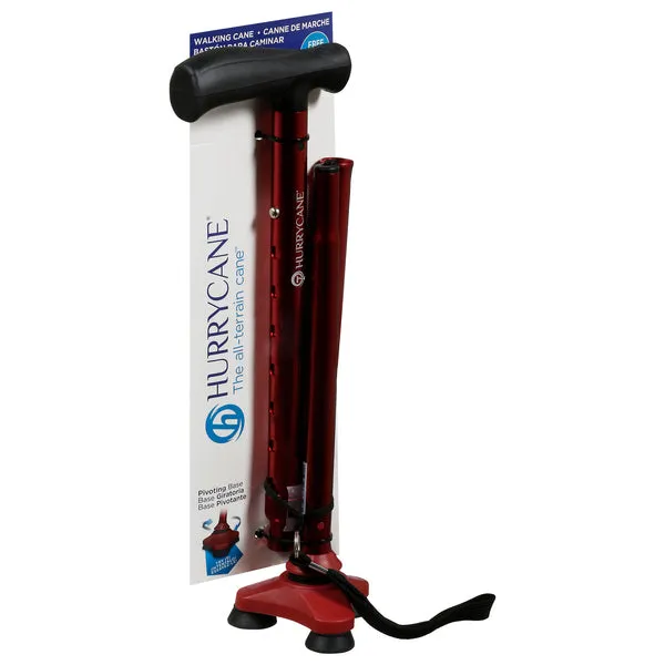 HurryCane Freedom Edition Bastone Pieghevole Rosso Manico T