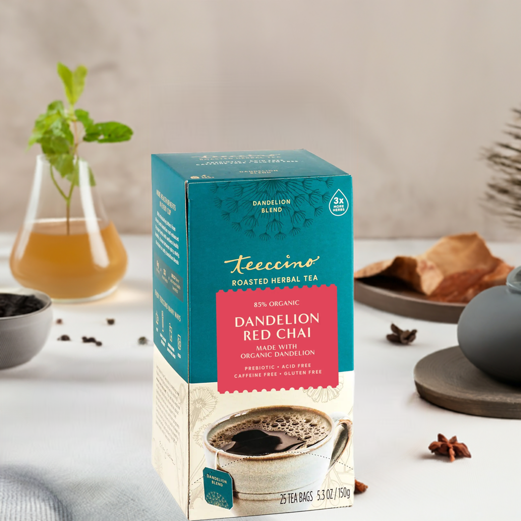 Teeccino Dandelion Red Chai tisana 25 bustine senza glutine