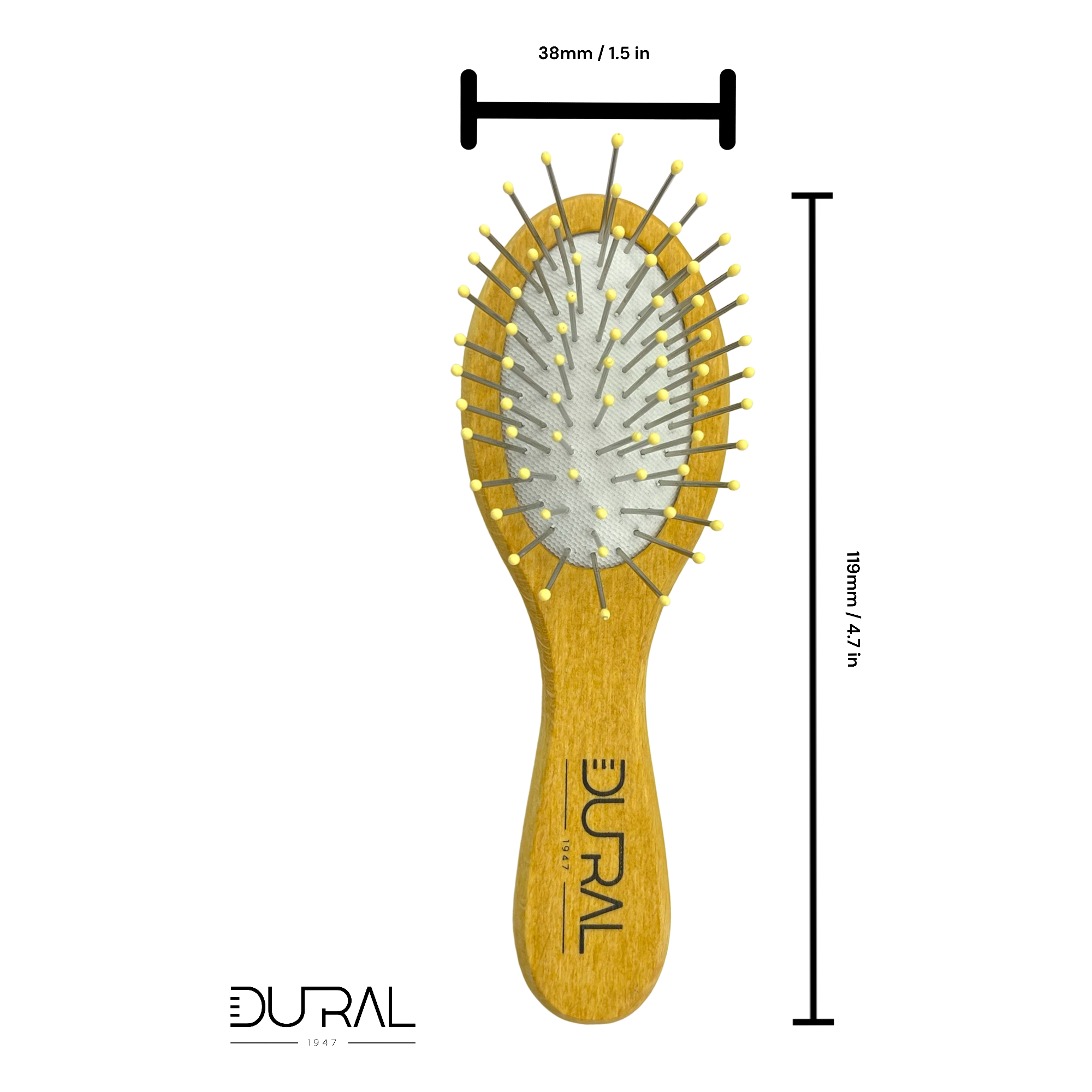 Dural Mini spazzola legno faggio perni acciaio viaggio