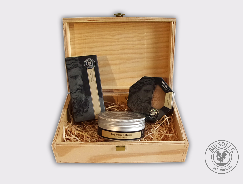 Saponificio Bignoli Set Barba Liquirizia Menta Scatola Legno 3 Pezzi