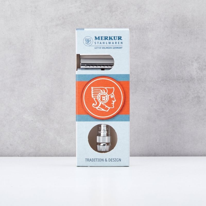 Merkur 34C rasoio di sicurezza cromato manico corto ottone 78g