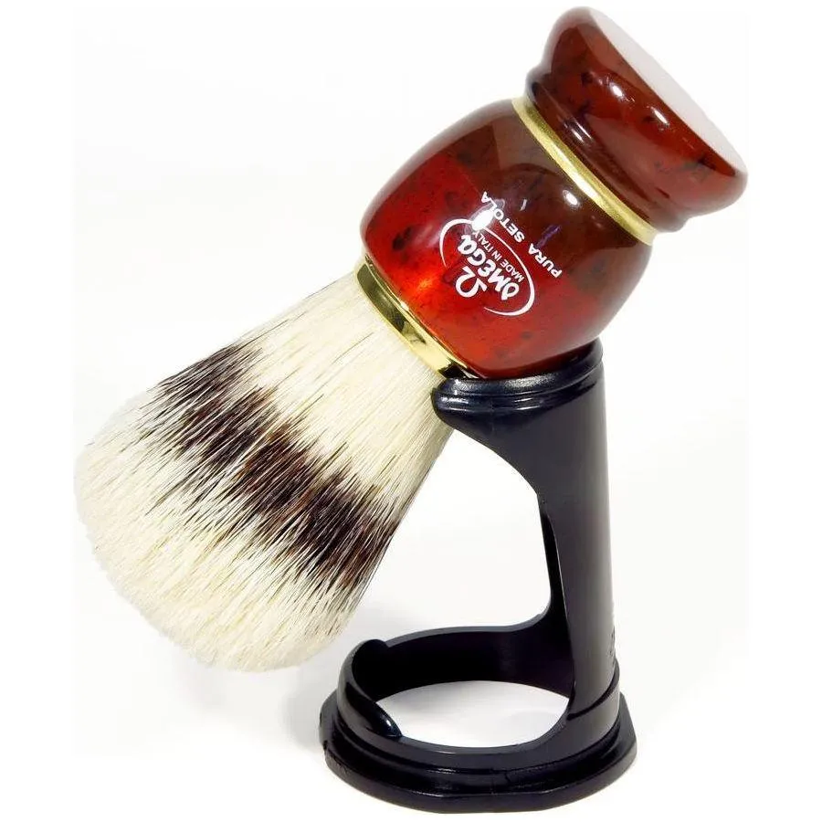 Omega 81151 Deluxe pennello da barba setola con supporto rosso