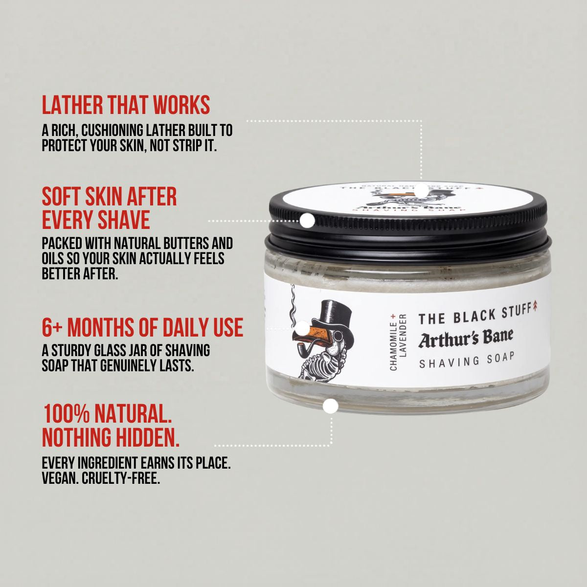 The Black Stuff Arthur's Bane sapone da barba 155 g in vetro