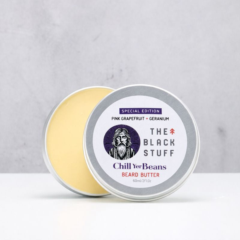 The Black Stuff Chill Yer Beans burro da barba uomo