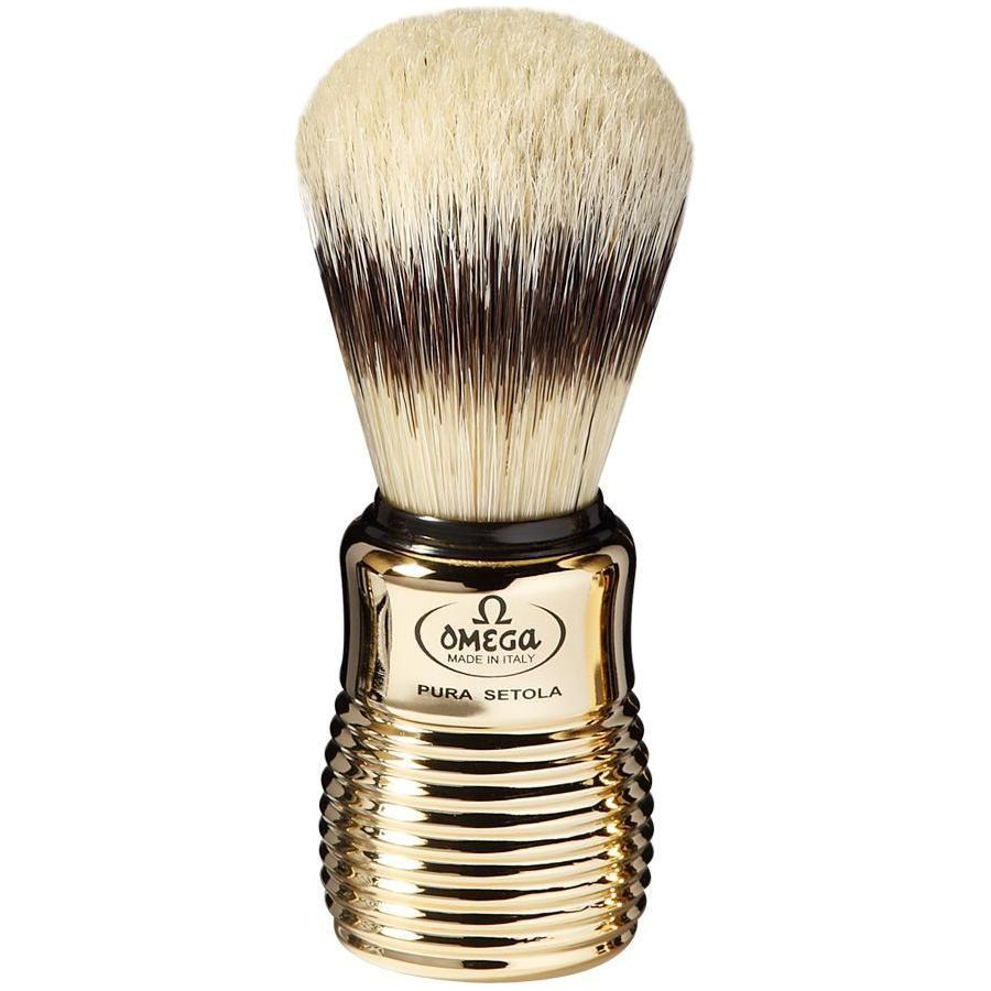 Omega 11205 Pennello da Barba Setola Pura Manico Oro