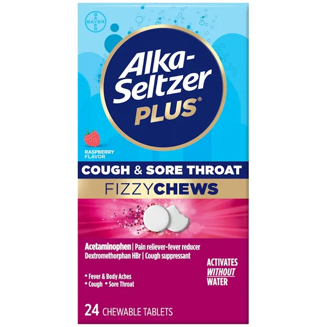 Alka-Seltzer Plus Tosse Mal di Gola Chews Mirtillo 24 pz