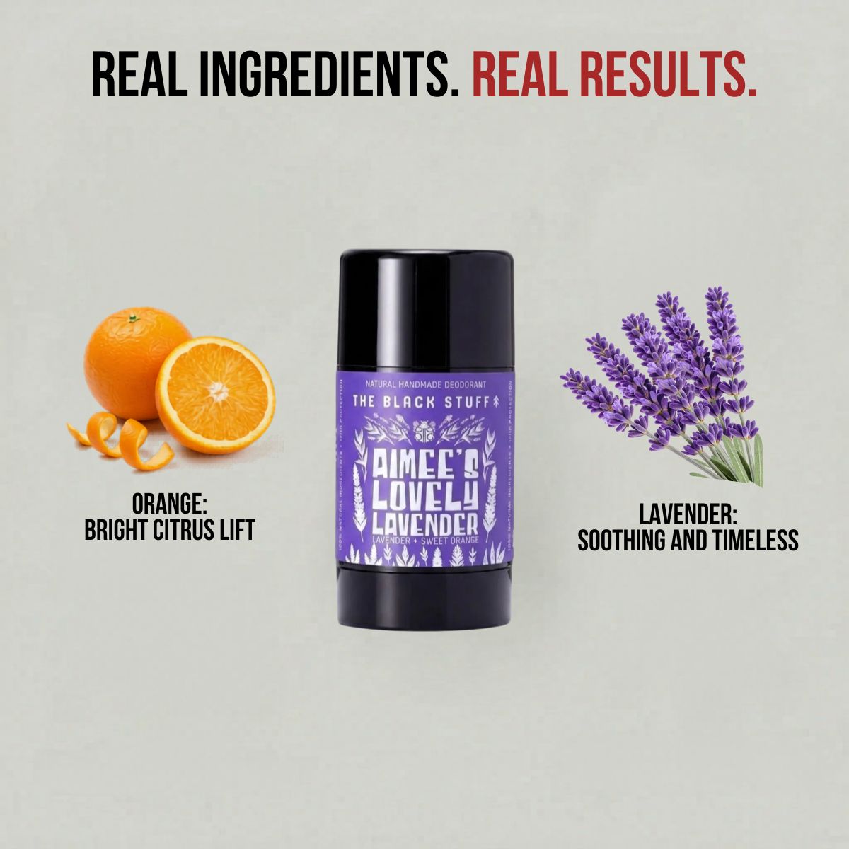 The Black Stuff Natural Deodorant deodorante Aimees Lavender arancia