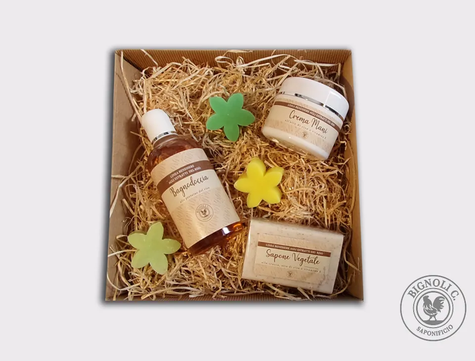 Saponificio Bignoli Scatole Regalo Set 1 Riso cofanetto 3 pezzi mani