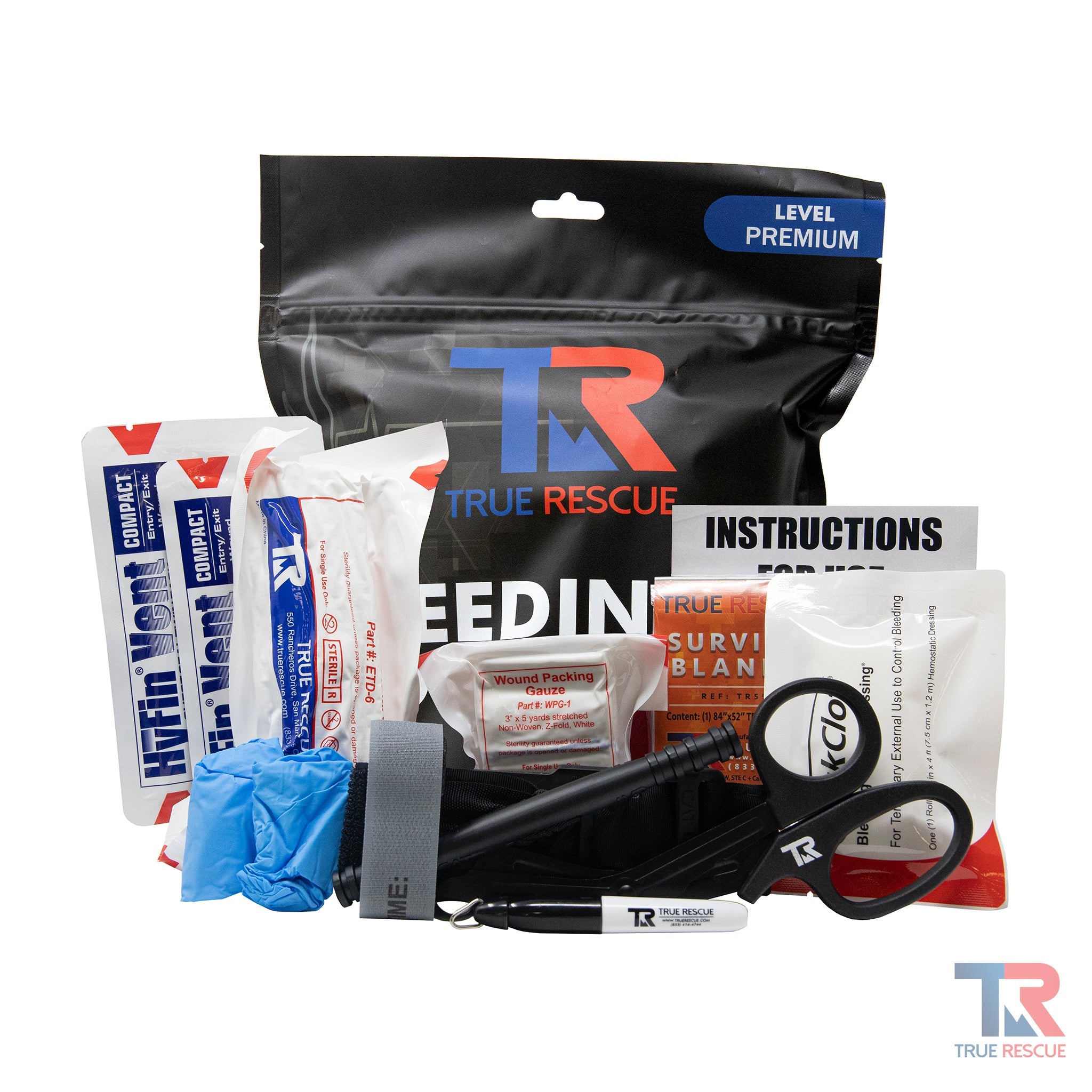 True Rescue Bleeding Control Kit Emergenza Mylar