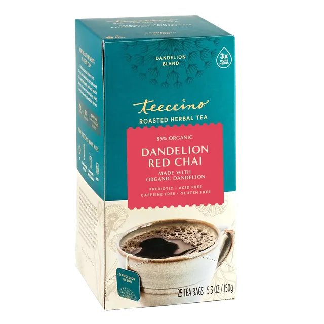 Teeccino Dandelion Red Chai tisana 25 bustine senza glutine