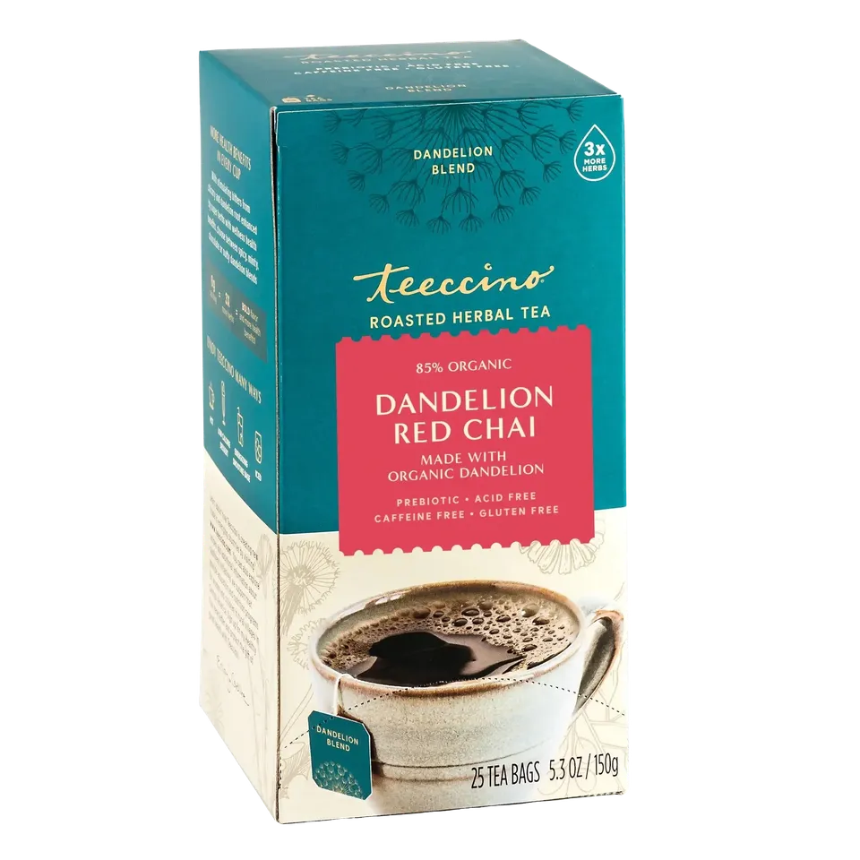Teeccino Dandelion Red Chai tisana 25 bustine senza glutine