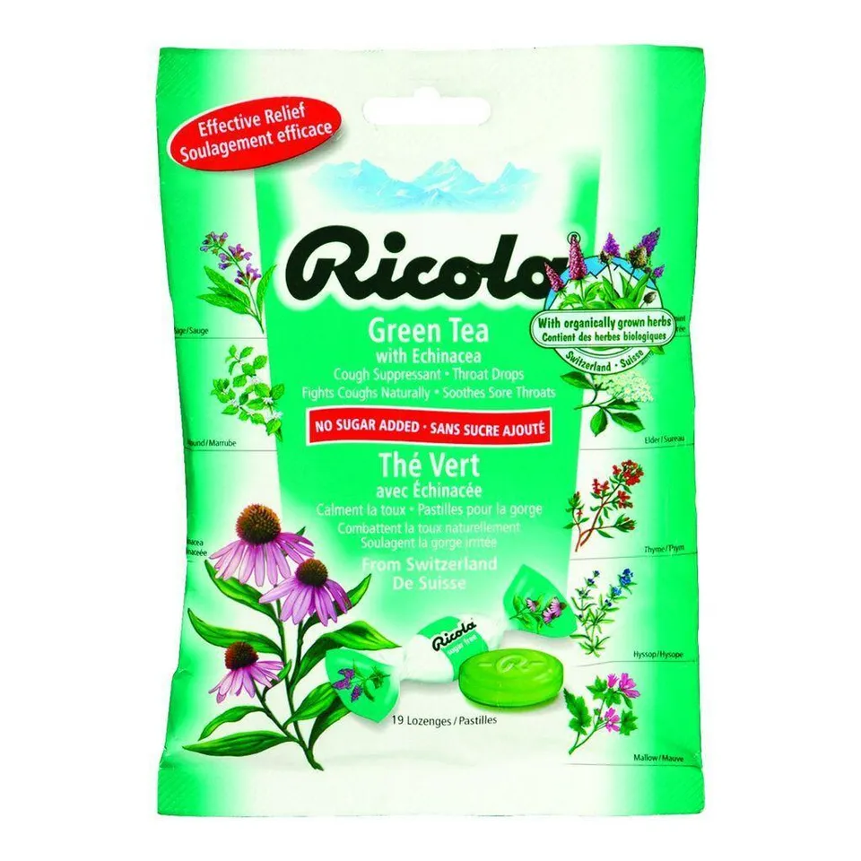 Ricola Tè Verde Echinacea pastiglie gola 19 pz senza zucchero