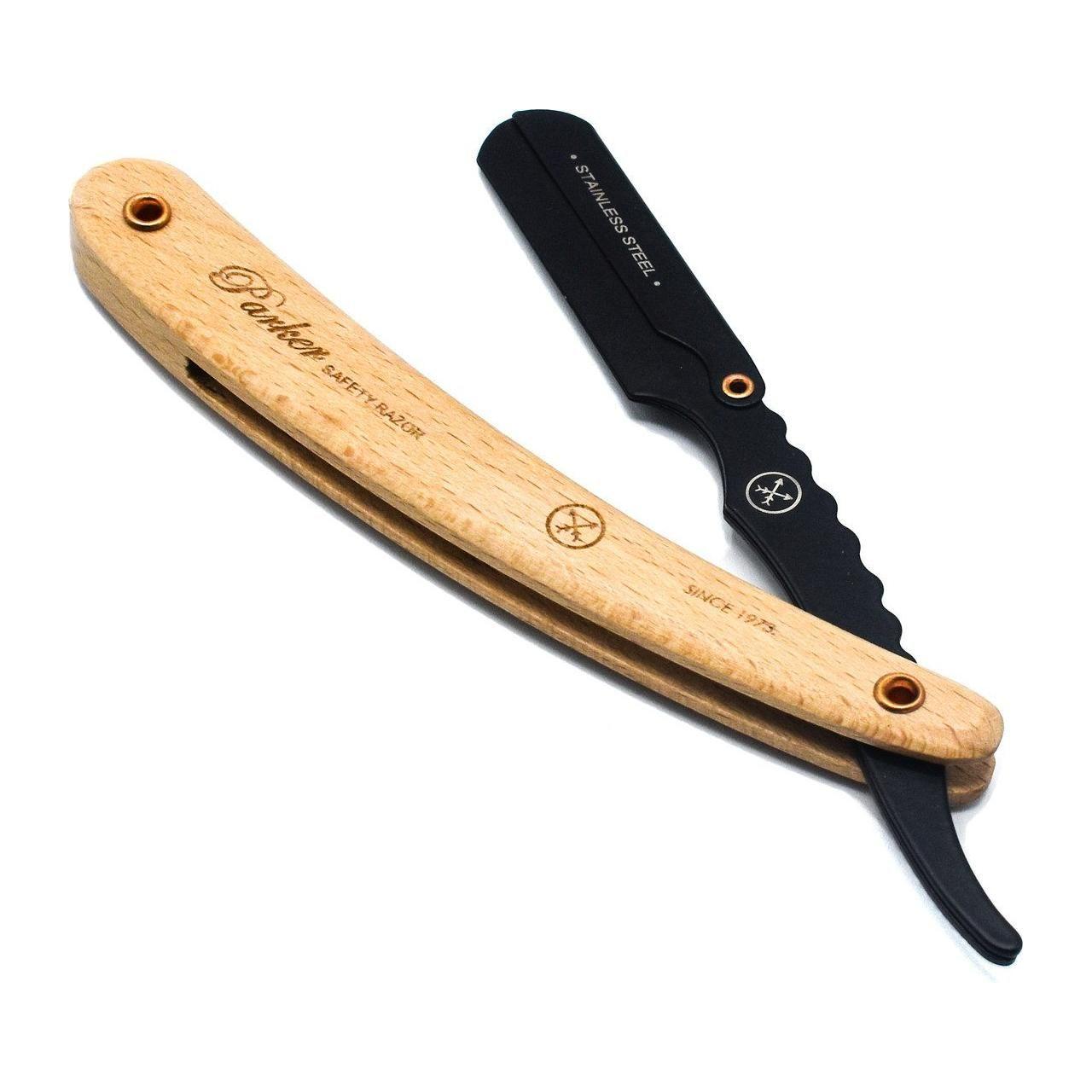 Parker SRPBA Shavette Rasoio Barbiere Manico Legno Pino