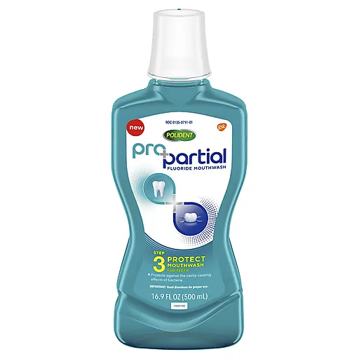 Polident ProPartial Step 3 Collutorio Fluoro Protect 16.9 Oz