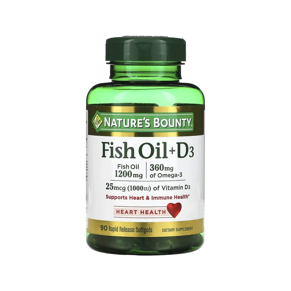Nature's Bounty Olio Pesce 1200 mg + D3 integratore softgel