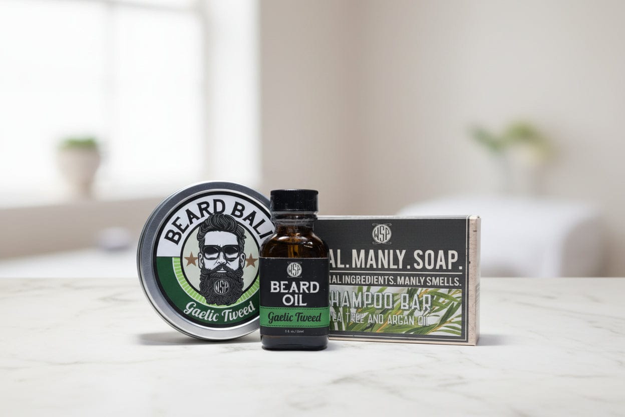 Wet Shaving Products Gaelic Tweed balsamo barba tenuta leggera latta 28 g