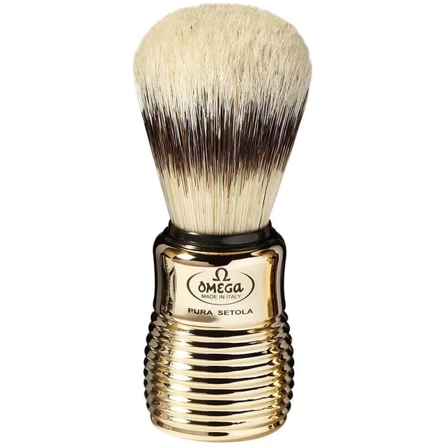 Omega 11205 Pennello da Barba Setola Pura Manico Oro