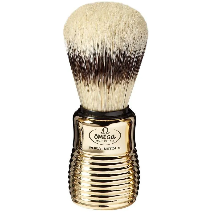 Omega 11205 Pennello da Barba Setola Pura Manico Oro