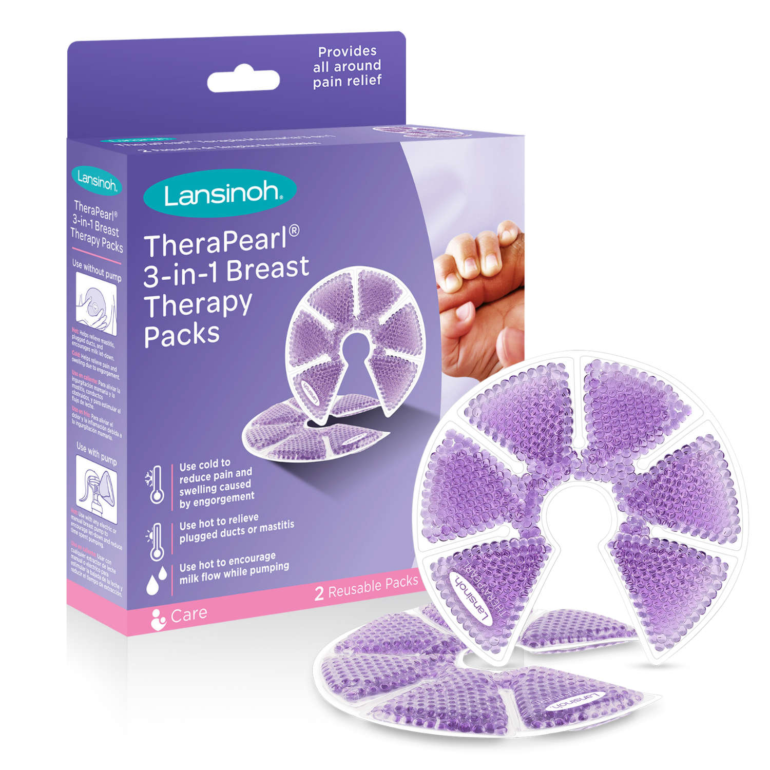Lansinoh TheraPearl 3-in-1 Impacco Seno Gel 2 Pezzi Caldo Freddo