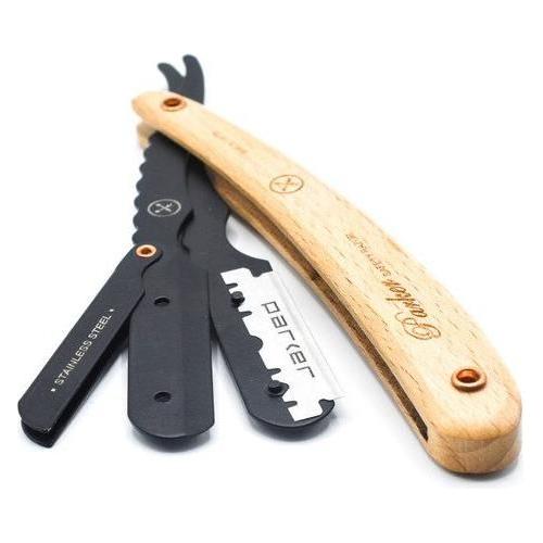 Parker SRPBA Shavette Rasoio Barbiere Manico Legno Pino