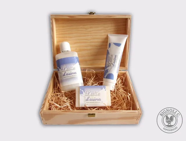 Saponificio Bignoli Latte d'Asina set regalo scatola legno 3 pezzi