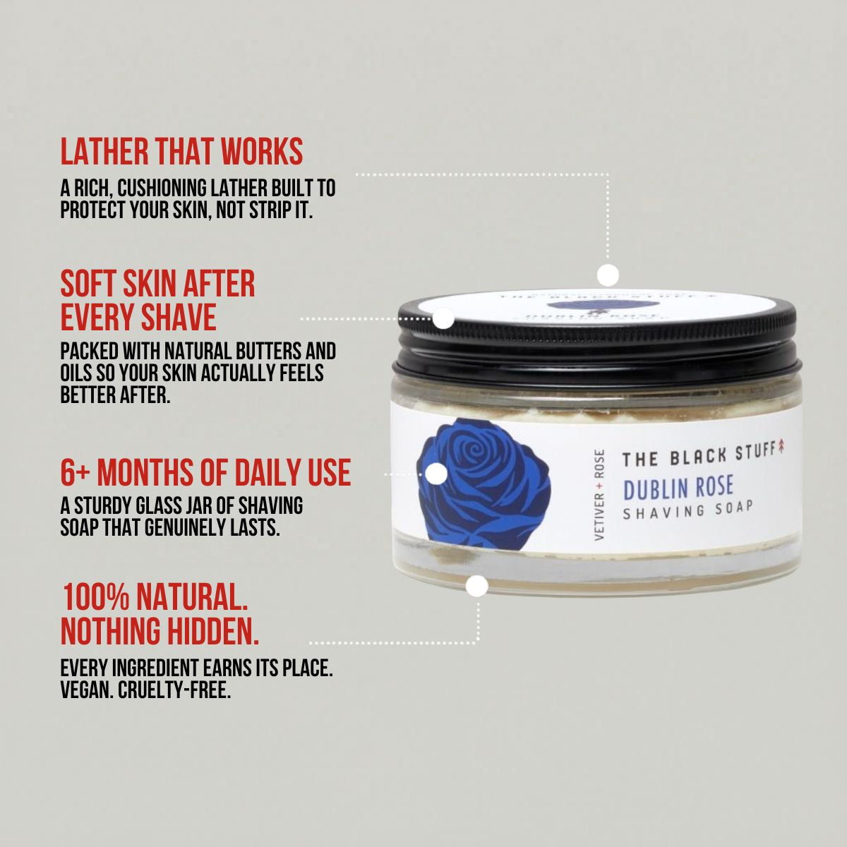 The Black Stuff Shaving Soap Dublin Rose sapone da barba 155g