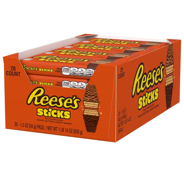 Reese's Sticks Wafer Cioccolato Latte Arachidi 20 Pezzi