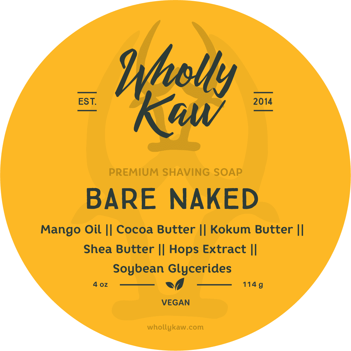 Wholly Kaw Bare Naked Sapone da Barba Tallow 4 oz Pelle Sensibile