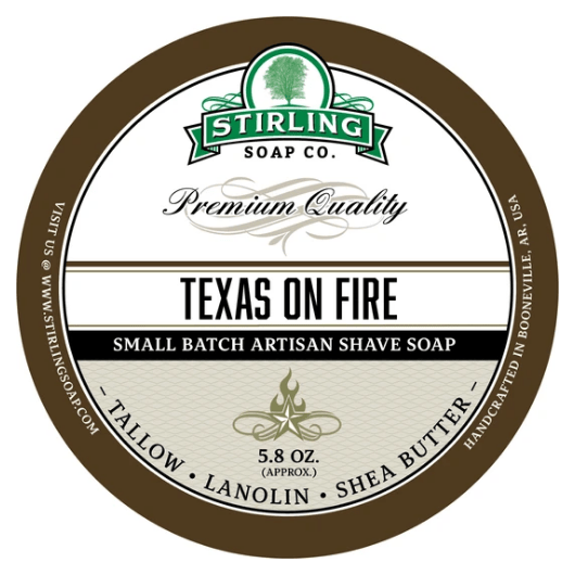Stirling Texas on Fire sapone da barba 5.8 oz cuoio