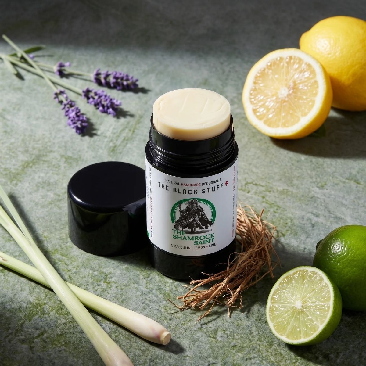 The Black Stuff Shamrock Saint deodorante naturale limone lime