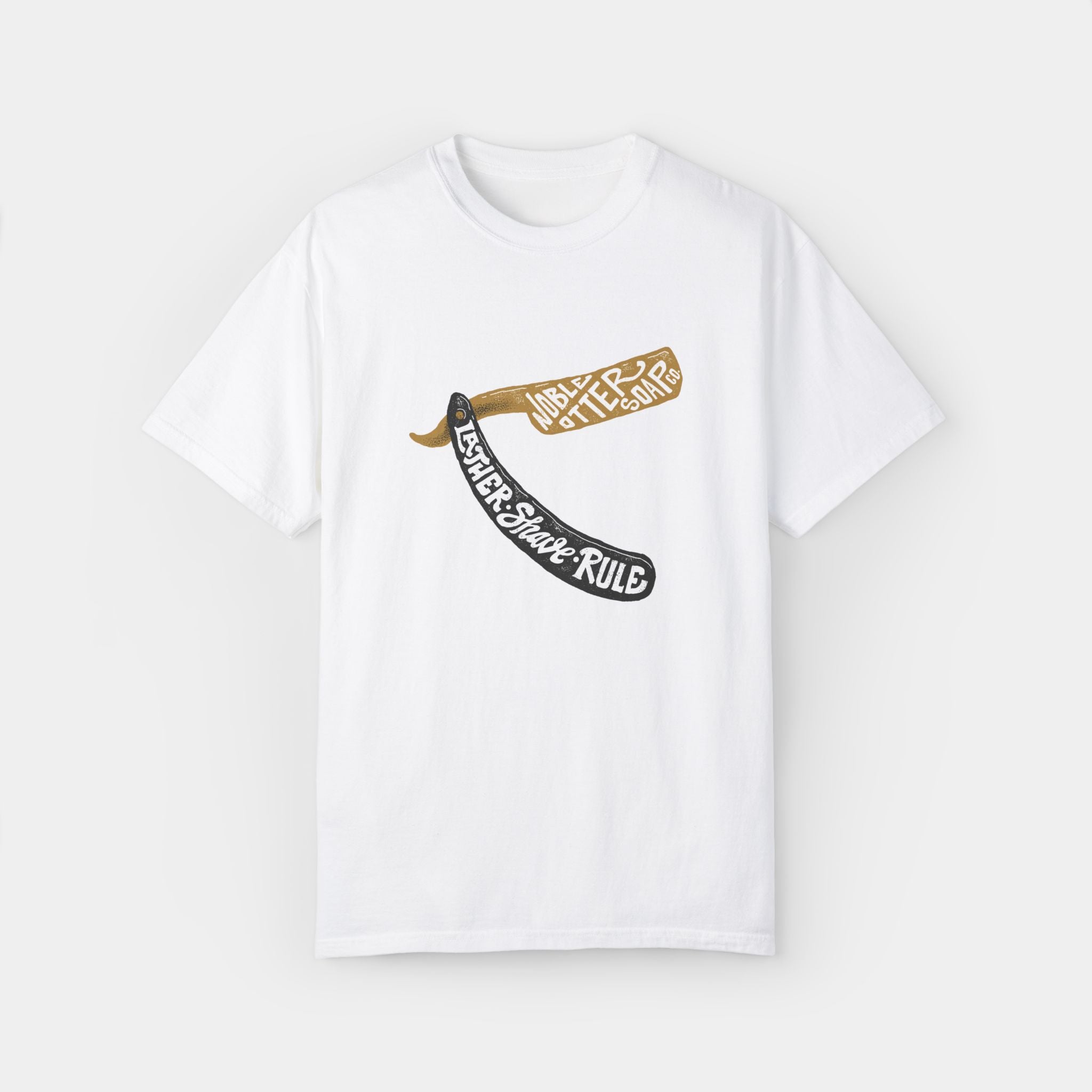 Noble Otter Lather, Shave, Rule T-Shirt cotone Bianca L