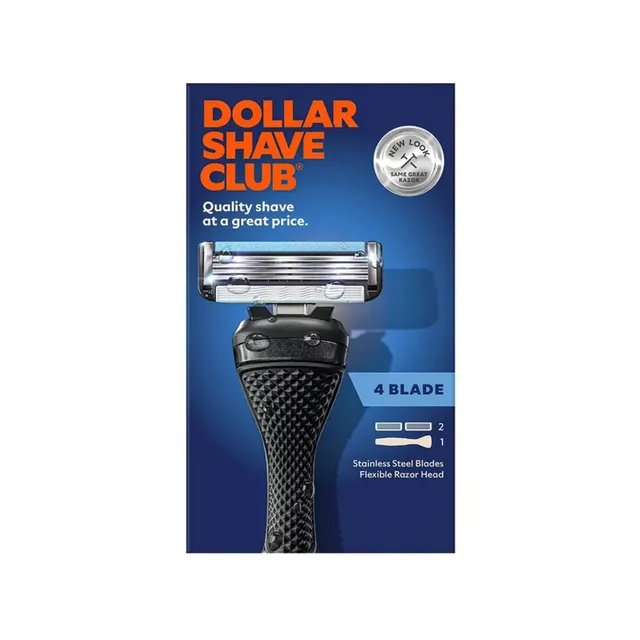 Dollar Shave Club 4-Blade Rasoio Uomo Starter Set 3pz Anti-Tiro