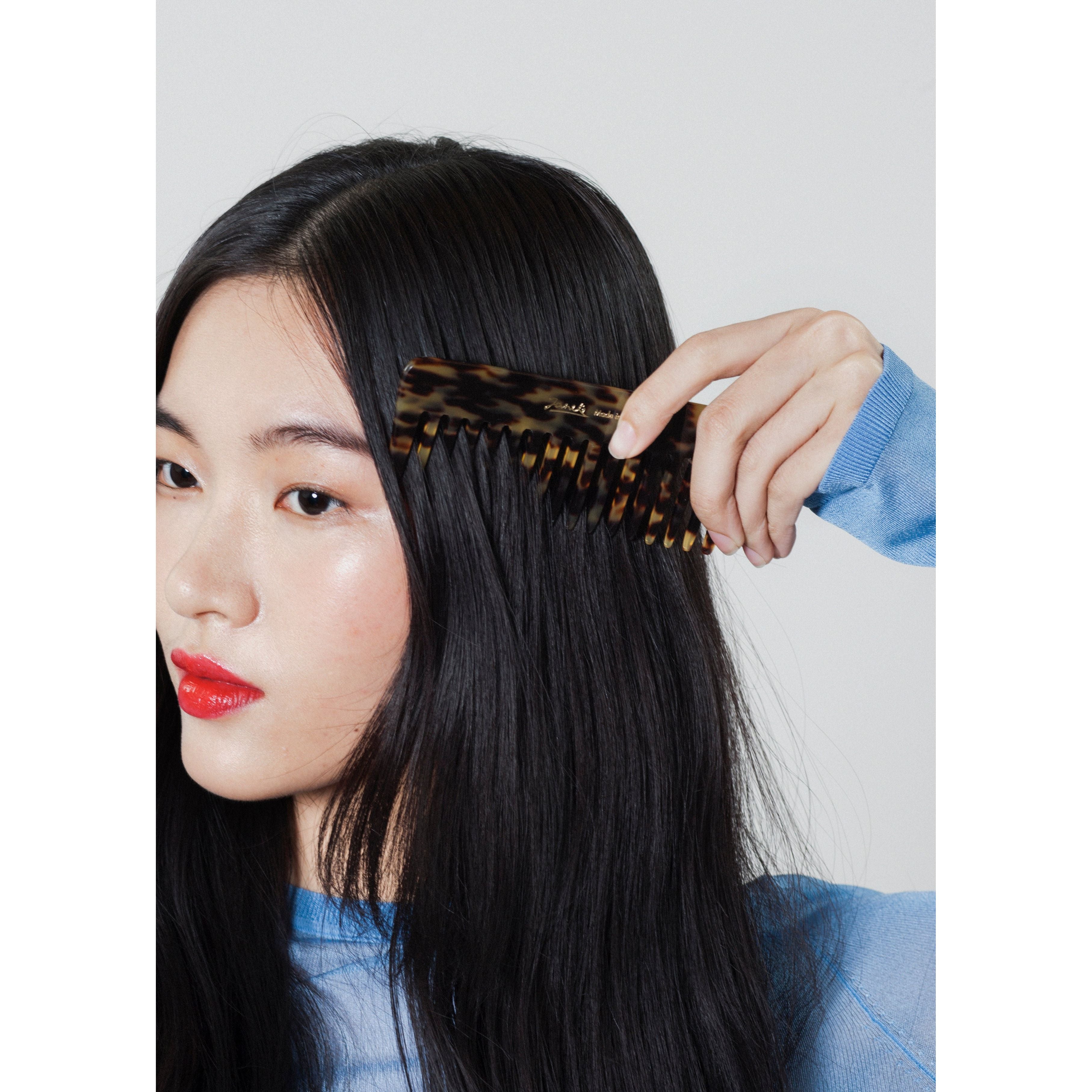 Janeke Tokyo pettine denti larghi 7 cm con custodia pelle