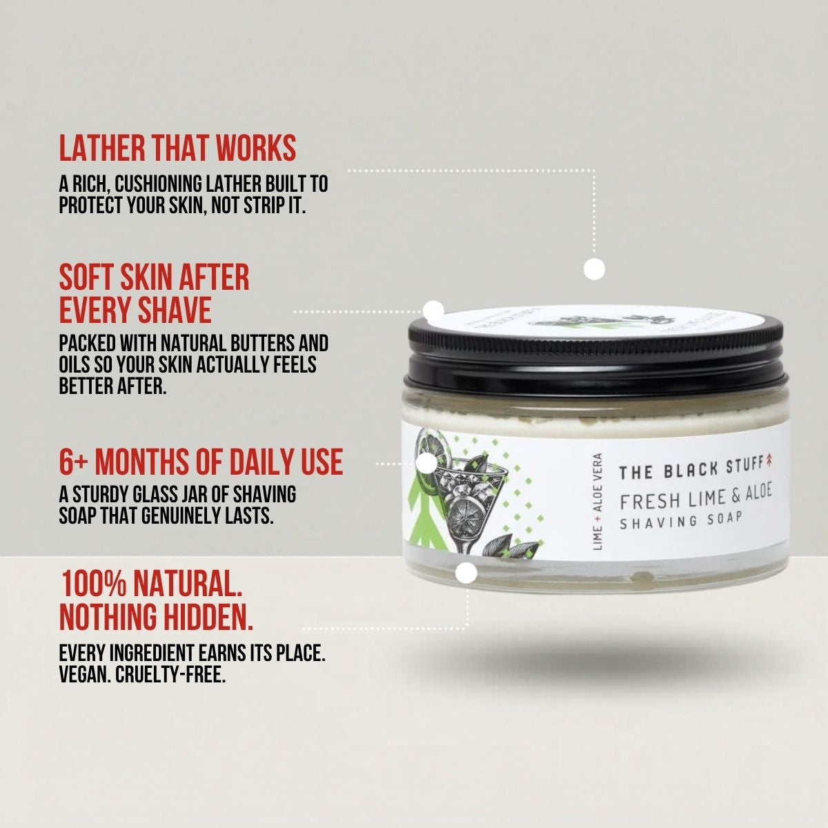 The Black Stuff Fresh Lime sapone da barba 155g schiuma densa