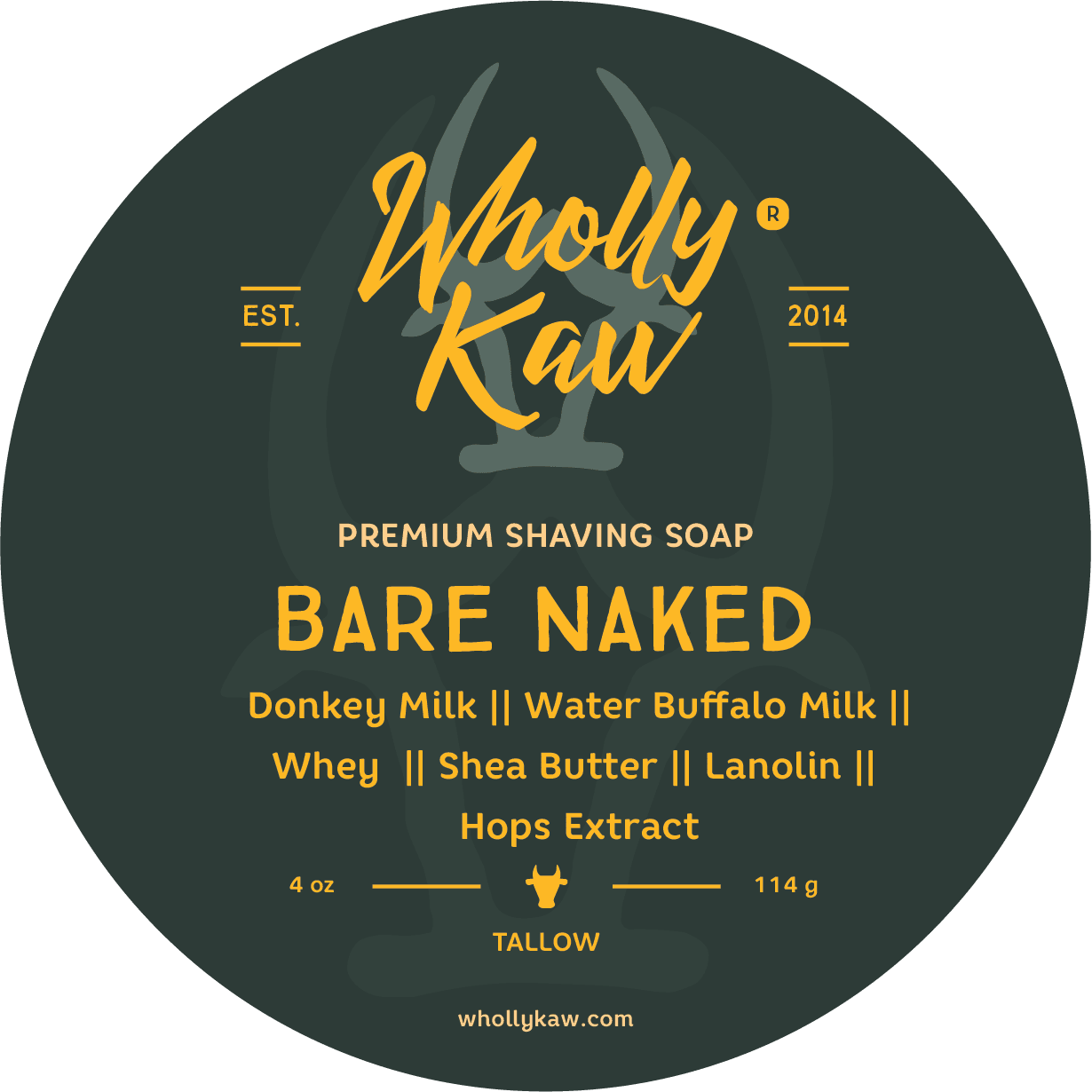 Wholly Kaw Bare Naked Sapone da Barba Tallow 4 oz Pelle Sensibile