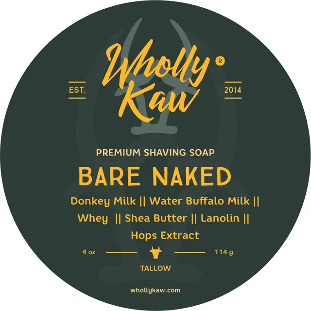 Wholly Kaw Bare Naked Sapone da Barba Tallow 4 oz Pelle Sensibile