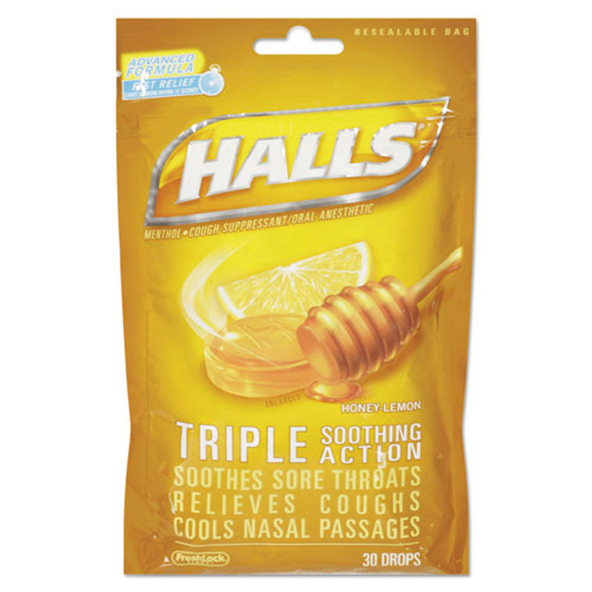 Halls Triple Action caramelle tosse miele-limone 30 pezzi