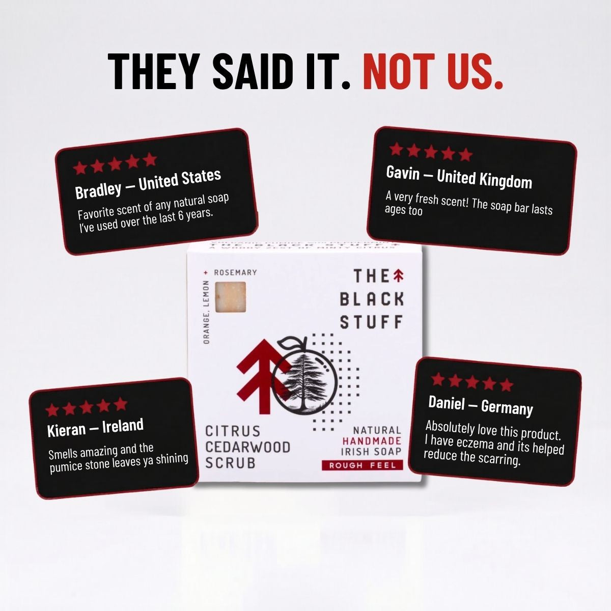 The Black Stuff Men's Bar Soap Citrus Cedarwood sapone scrub uomo