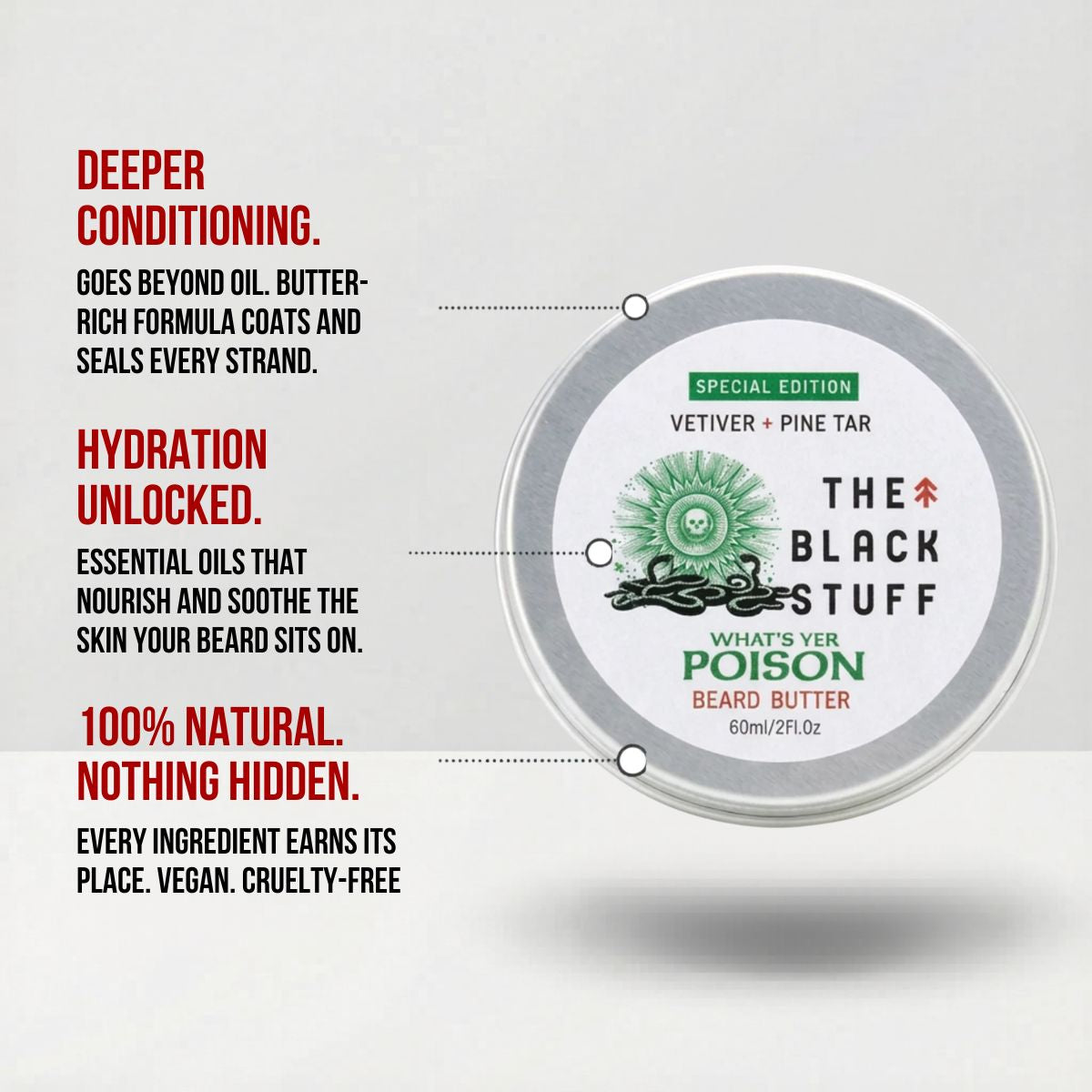 The Black Stuff Beard Care What's Yer Poison burro barba 60ml