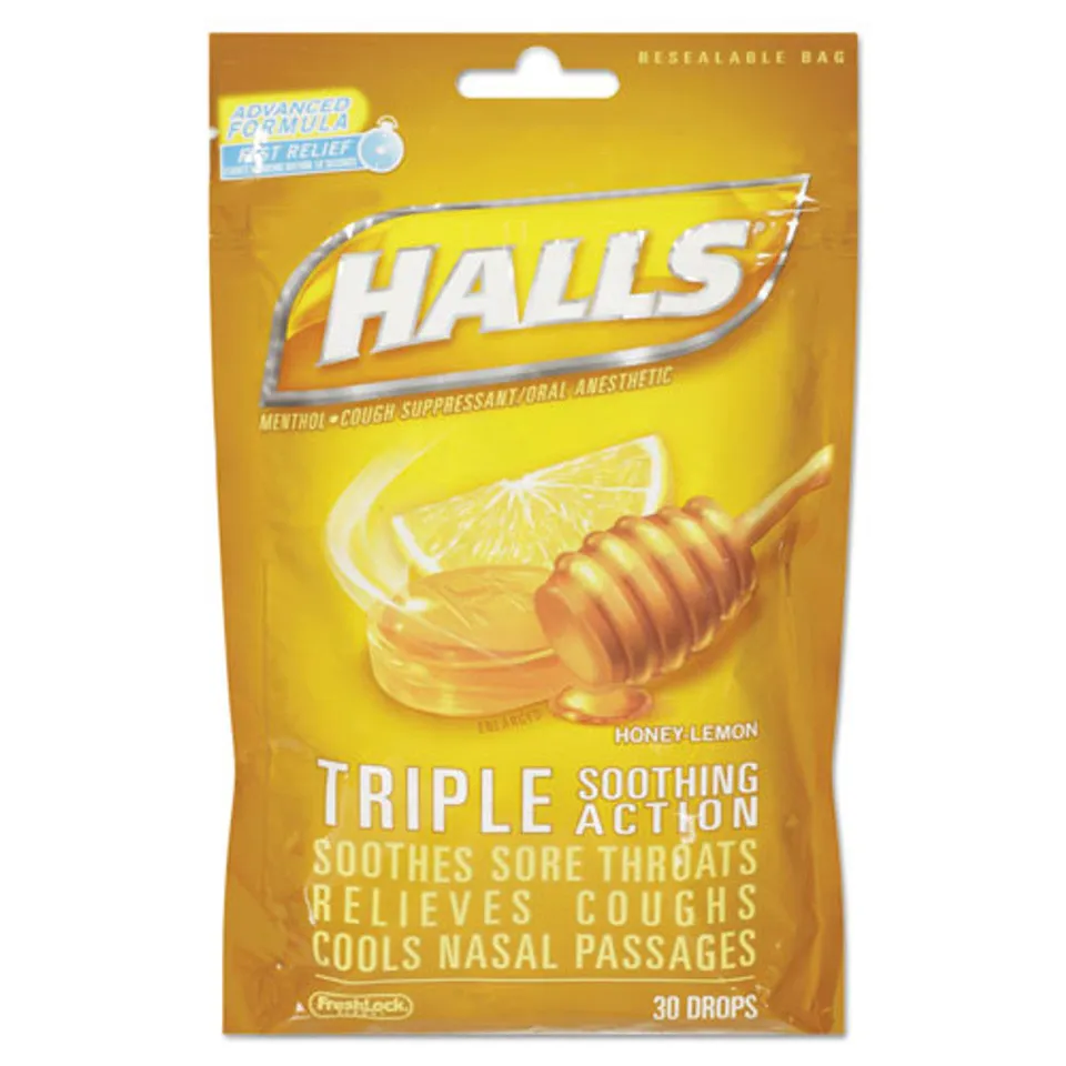 Halls Triple Action caramelle tosse miele-limone 30 pezzi