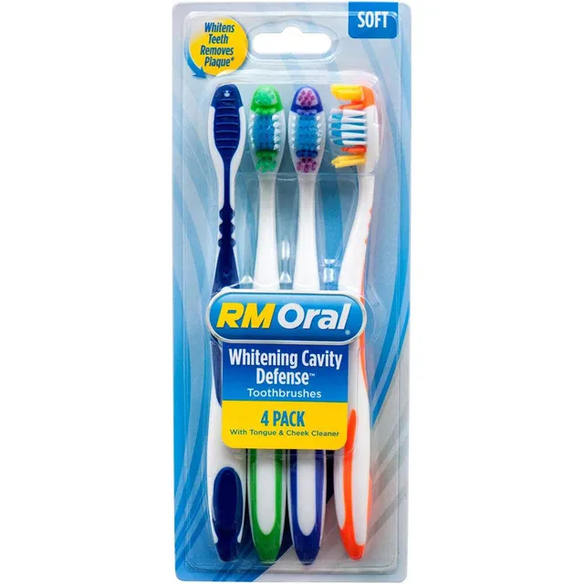 RM Oral Whitening spazzolino setole morbide 4 pezzi carie
