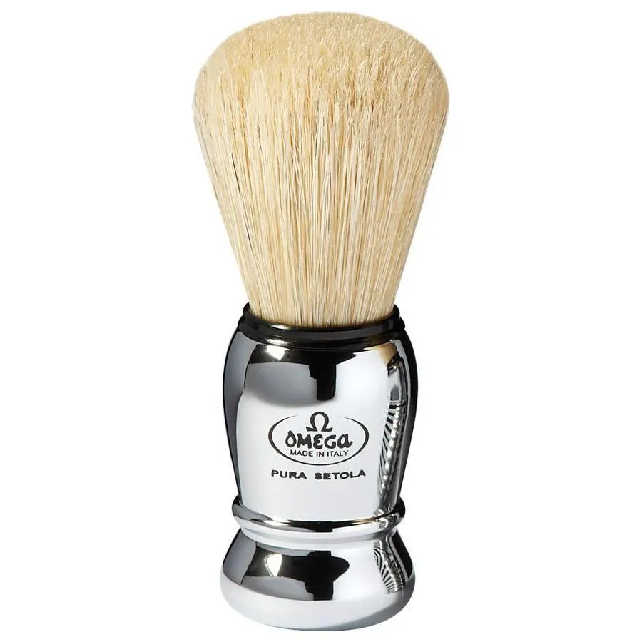 Omega 10029 pennello da barba cinghiale manico cromato