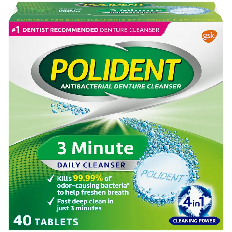 Polident 3 Minute detergente protesi Triple Mint antibatterico