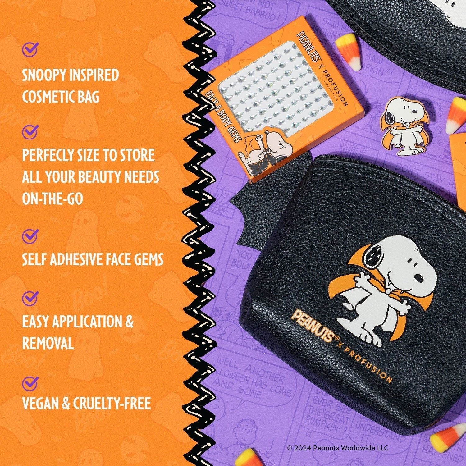 Profusion Peanuts Snoopy pochette trucco con gemme
