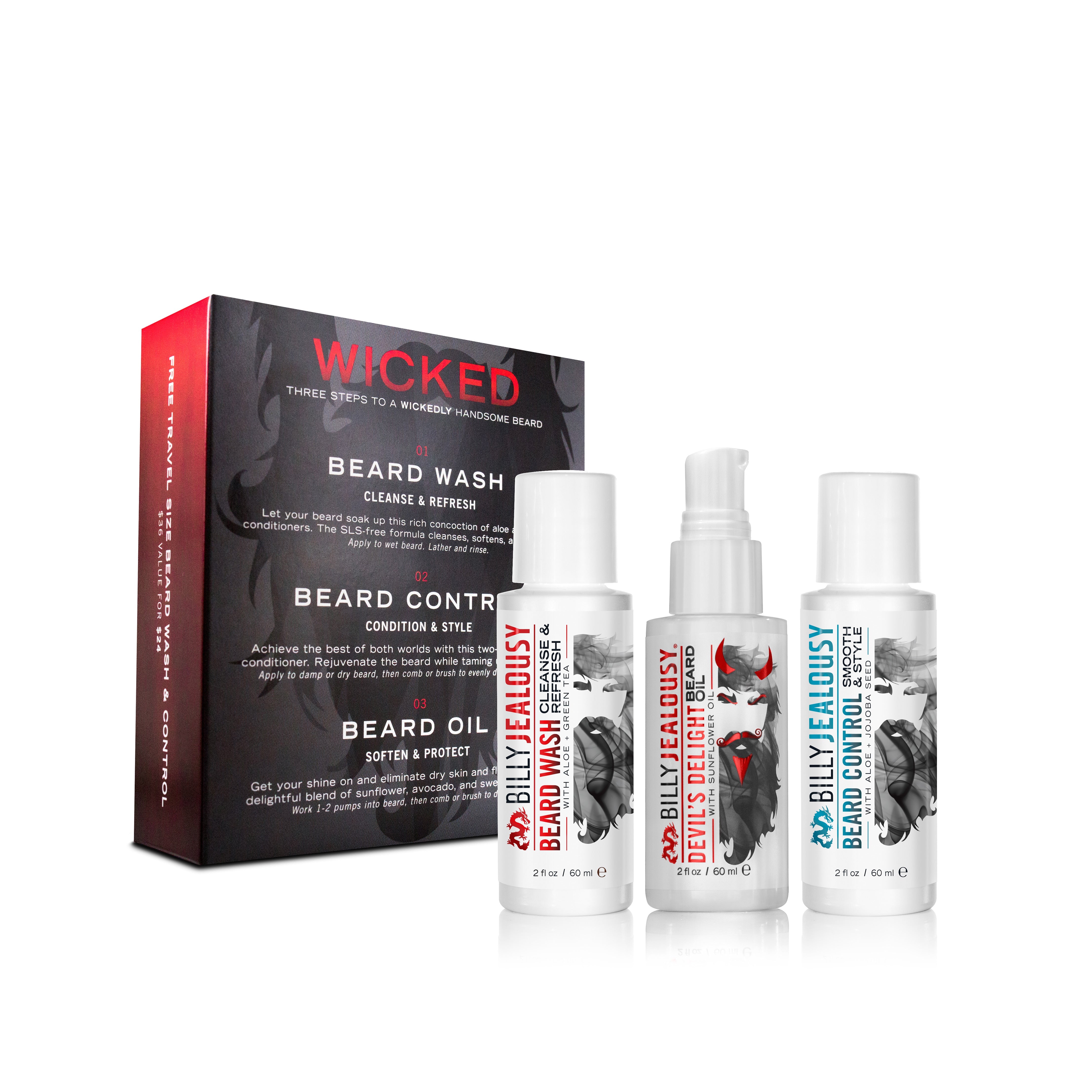 Billy Jealousy Wicked Kit Barba Wash Control Oil Viaggio