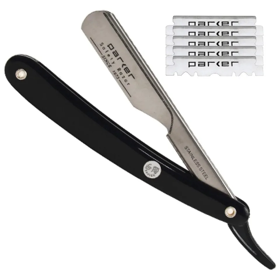 Parker PTB shavette barbiere manico nero lama intercambiabile